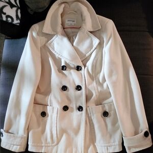 St. Johns Bay Women's Cream/Ivory Double-Breasted Peacoat! Size LARGE!
